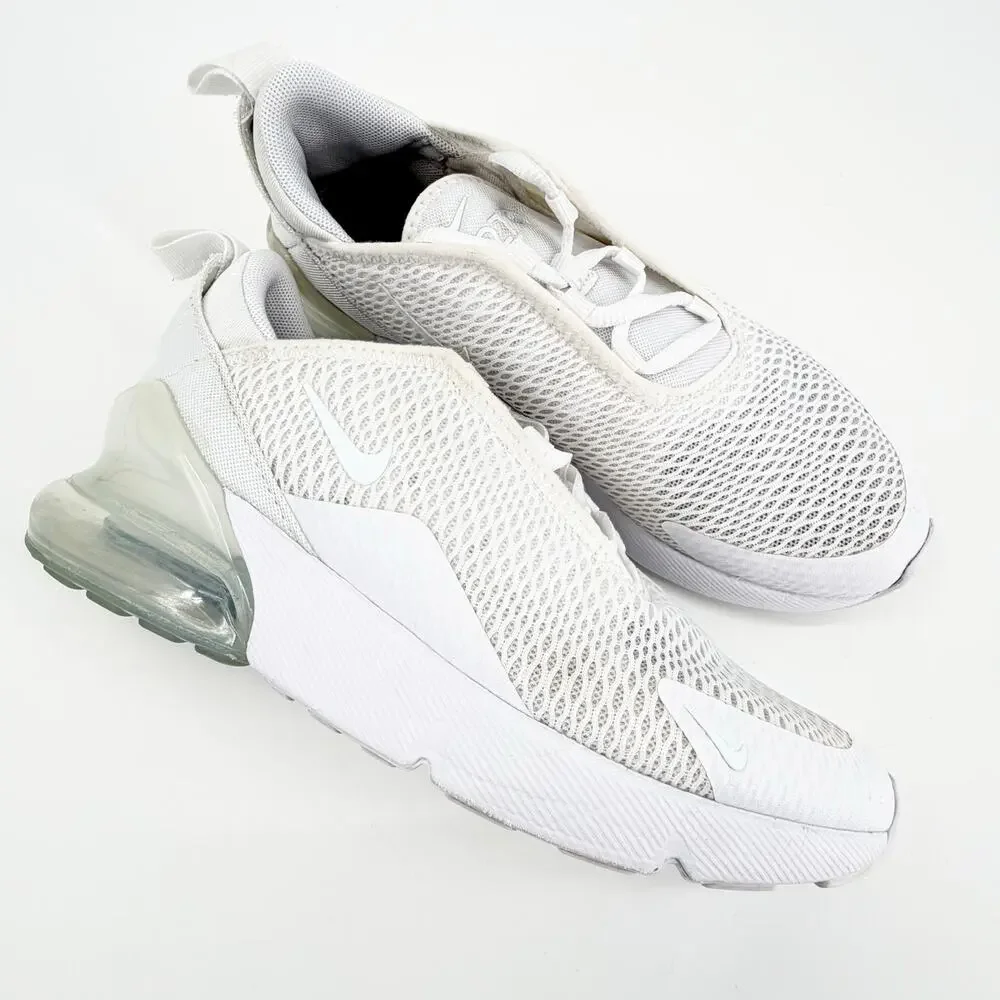 Nike Air Max 270 White Mesh Sneakers Kids Youth Size 2Y AO2372-103 Athletic